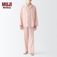 无印良品（MUJI）男式 无侧缝 双层纱织 睡衣 男士家居服春季  FB0YDC4S 浅橙色条纹 M(上装170/92A下装170/80A)