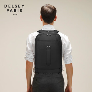 DELSEY戴乐世电脑包男士双肩包商务背包大容量书包笔记本电脑包15.6英寸 典雅黑