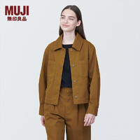 无印良品（MUJI）女式 木棉混 衬衫式夹克 女外套春款长袖美拉德穿搭 牛仔短款宽松 深暗黄色 XL （165/92A）