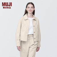 无印良品（MUJI）女式 木棉混 衬衫式夹克 女外套春款长袖美拉德穿搭 牛仔短款宽松 原色 M （160/84A）