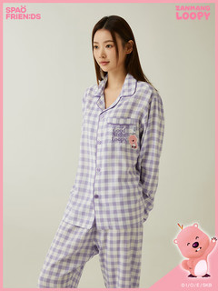 SPAO韩国同款2024年春露比格子家居服睡衣套装SPPPE23U30 白色 165/88A/S