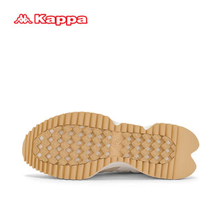 Kappa 卡帕 运动鞋子男女同款潮流跑步鞋厚底显高百搭休闲鞋 芦苇黄/麦卡其 38