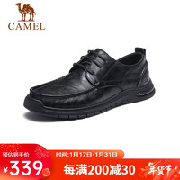 CAMEL 骆驼 复古擦色牛皮耐磨软底大头休闲商务皮鞋男 G13S201051 黑色 42