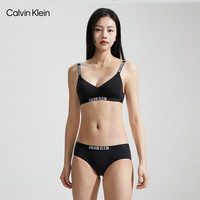 卡尔文·克莱恩 内衣24春夏女提花凉感防夹臀半包臀内裤QF7793AD UB1-墨夜黑 S