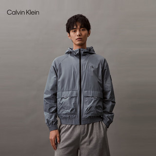 Calvin Klein Jeans24春夏男士字母印花户外休闲运动连帽外套ZM02677 PN6-雾霾蓝 S