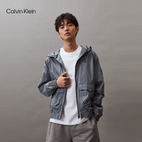 Calvin Klein Jeans24春夏男士字母印花户外休闲运动连帽外套ZM02677 PN6-雾霾蓝 S