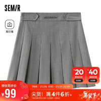 森马（Semir）半身裙女易打理A字百褶裙百搭春季小个子字母短裙潮101123120003 花灰色调00400 XL