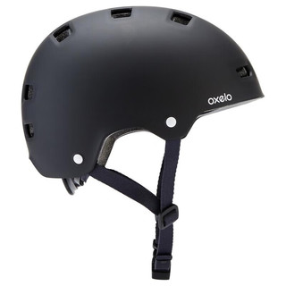 迪卡侬轮滑儿童成人滑板护具女防摔头盔装备OXELO-L蓝黑色M 2724298