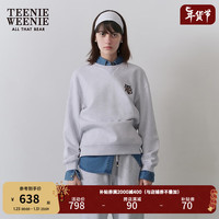 Teenie Weenie小熊2024春季简约学院风圆领卫衣空气层套头衫女 浅灰色 170/L