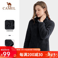 CAMEL 骆驼 户外抓绒衣长袖加厚加绒立领开衫抓绒衣防寒外套 A0W145175 黑色 M