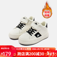 Kappa Kids高帮童鞋冬季男球鞋运动跑步增高篮球潮鞋冬季童鞋  浅米/黑   26