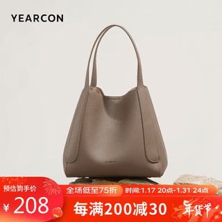 YEARCON 意尔康 新年高级水桶包百搭子母包软面斜挎包女士手提包37W25069卡其