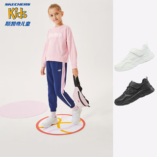 SKECHERS 斯凯奇 童鞋女童男童校园魔术贴大童运动鞋休闲跑鞋302615L BBK全黑色 28.5