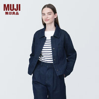 无印良品 MUJI 女式 木棉混 牛仔衬衫式夹克 春款外套 BD0YKA4S 深藏青色 M (160/84A)