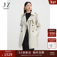 玖姿·安娜蔻鎏光风衣通勤经典腰带双排扣外套风衣女2024春季 杏色 XS
