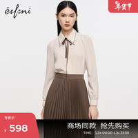 伊芙丽(eifini)伊芙丽气质飘带领通勤甜美衬衫上衣1EA122721 浅卡其 160/84A/M