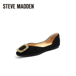 史蒂夫·马登 STEVE MADDEN/思美登春秋真皮小香风舒适平底单鞋女 FINES 黑色 34