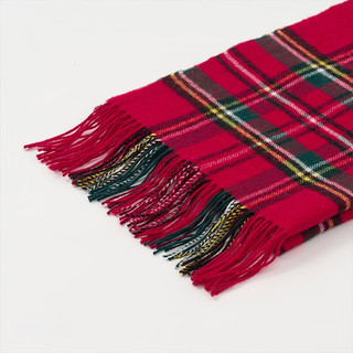 MUJI 羊毛披巾 围巾 围脖冬季 保暖披肩 红色围巾 龙年本命年 红绿格纹60×200cm