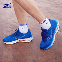 美津浓（MIZUNO）男子运动慢跑鞋 增强稳定 减震回弹WAVE RIDER 26 39码 05/蓝色/白色