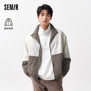 森马（Semir）永久联名外套男2024春季宽松时尚撞色拼接上衣 白咖色调00315 175/92A/L