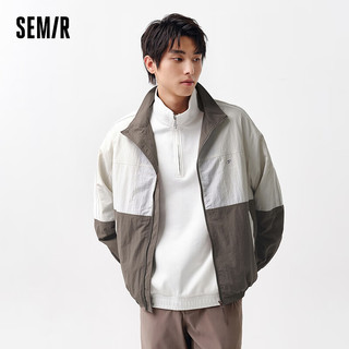 森马（Semir）永久联名外套男2024春季宽松时尚撞色拼接上衣 白咖色调00315 175/92A/L