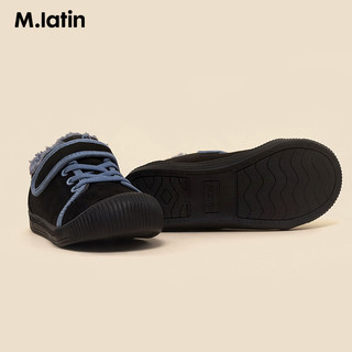 M.Latin 马拉丁 童鞋儿童帆布鞋防滑加绒加厚麂皮绒鞋子