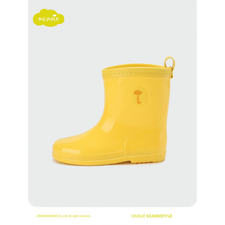moimoln小云朵童装男女宝宝防水雨靴儿童纯色可爱胶鞋防水雨鞋 黄色 17cm