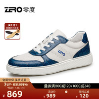 零度Zero板鞋男2024年春季日常舒适休闲运动鞋拼色透气轻便柔软鞋 白蓝 38