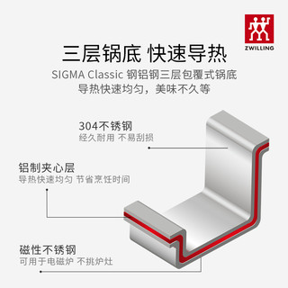 德国双立人锅组套装NovaIII7件套不锈钢炒锅不粘煎锅汤锅电饭煲