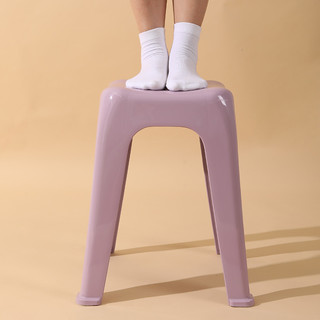 Maryya 美丽雅 皓月高凳紫色4只塑料高凳子客厅餐桌家用方形板凳胶凳