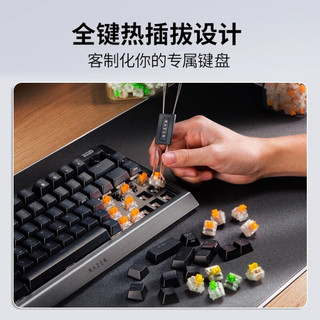 雷蛇（Razer）黑寡妇蜘蛛V4专业版 V4 X游戏机械键盘 沉浸式RGB灯效带多功能自定义按键旋钮 V4 （75% 热插拔键 橙轴 皮质腕托 白）