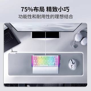 雷蛇（Razer）黑寡妇蜘蛛V4专业版 V4 X游戏机械键盘 沉浸式RGB灯效带多功能自定义按键旋钮 V4 （75% 热插拔键 橙轴 皮质腕托 白）