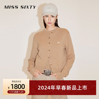 MISS SIXTY2024春季羊绒针织衫女圆领慵懒温柔气质短款开衫 卡其 XS