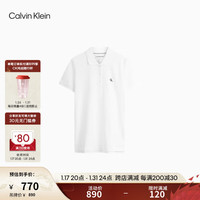 Calvin Klein Jeans24春夏女士休闲简约印花通勤修身短袖POLO衫J223493 YAF-月光白 M