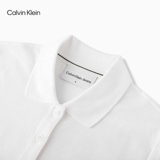 Calvin Klein Jeans24春夏女士休闲简约印花通勤修身短袖POLO衫J223493 YAF-月光白 M