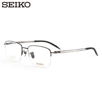 精工(SEIKO)钛合金时尚半框眼镜框日本T7451 0OIL-黑色 仅单框不含镜片