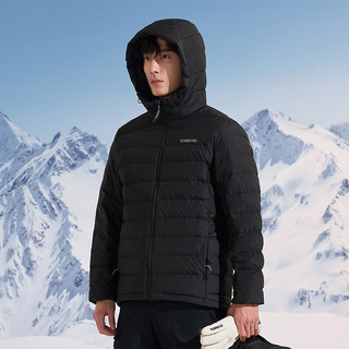 探路者羽绒服 男女同款冬户外运动防泼水保暖款超轻羽绒外套 黑色（男） XL