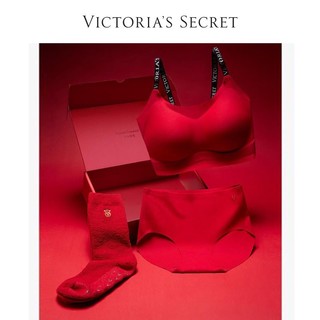 VICTORIA'S SECRET 维密 果冻条背心式软支撑文胸本命年内衣套装袜子红内裤礼盒
