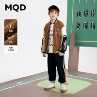 MQD童装男童加绒套装加厚棒球领外套休闲裤二件套 咖啡 170