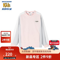 Skechers斯凯奇女童针织套头插肩袖卫衣春秋季儿童上衣P124G004 120