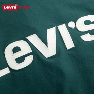 Levi's 李维斯童装男童长袖开襟衬衫2024春秋新款拼接撞色儿童上衣 复古绿 1