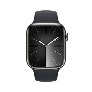 Apple/苹果 Watch Series 9 智能手表蜂窝款45毫米石墨色不锈钢表壳午夜色运动型表带M/L S9 MRPP3CH/A