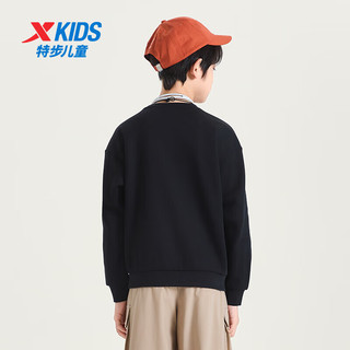 特步（XTEP）儿童童装男女童中大童百搭时尚运动套头卫衣 正黑色 175cm