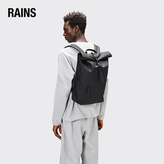 Rains 卷盖背包男士双肩包 防水骑行背包电脑包女Rolltop Rucksack 黑色