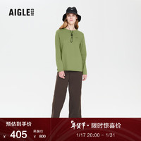 AIGLE艾高AAW22WTSH001女士DFT速干户外休闲经典圆领长袖T恤 橄榄绿 AA122 M(165/88A)