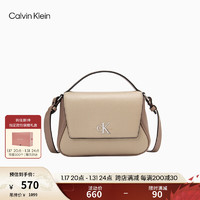 卡尔文·克莱恩 Calvin Klein 女包美拉德字母翻盖可拆肩带小方包单肩斜挎包 DH3351229-浅卡其色 OS