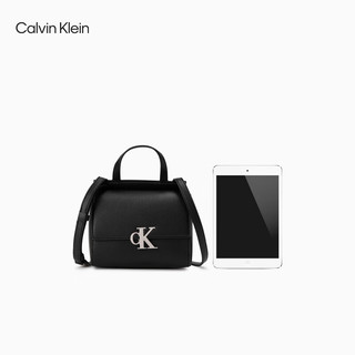 卡尔文·克莱恩 Calvin Klein 女包金属字母翻盖单肩斜挎豆腐包小方包新年40W0646 010-太空黑 OS