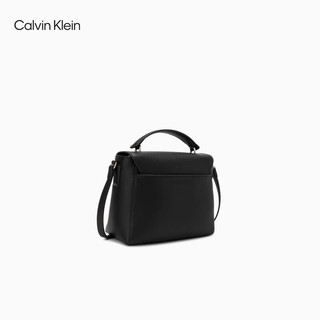 卡尔文·克莱恩 Calvin Klein 女包时尚金属字母旋扣翻盖式手提单肩斜挎小方包新年DH3012 001-黑色 OS