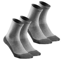 DECATHLON 迪卡儂 登山徒步襪子男運動女襪短襪棉透氣2雙裝ODS 高幫-灰色 35-38碼