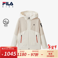 FILA【防泼水】斐乐儿童童装2024春季中大童男童休闲运动外套 云白色-WT 165